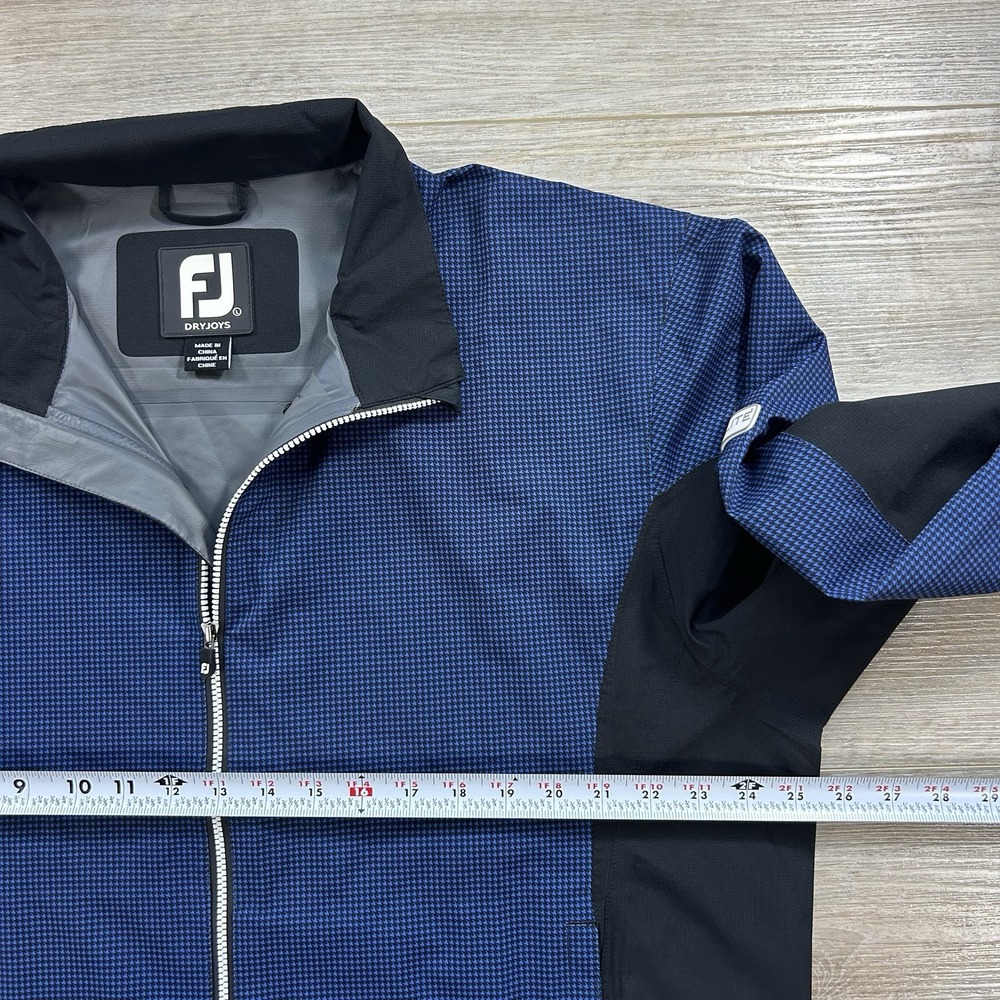 FootJoy DryJoys Hydrolite Large Golf Rain Jacket Blue Houndstooth Waterproof - Picture 10 of 13